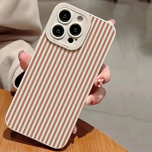 Pink Striped Painted Anti-Drop Phone Case For iPhone 11 12 13 14 15 16 17 Pro Max XS XR X 7 8 Plus 16E 17 Air Candy Bumper Cover