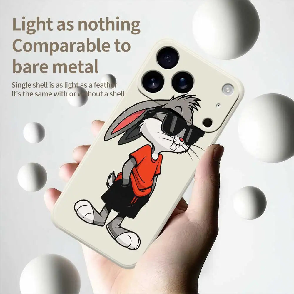 Cool Rabbit Phone Case For iPhone 17 Pro Max 17 Air 16 15 14 Plus 13 12 11 Pro Max XS Max XR 7 8 Plus 16E Silicone Soft Cover
