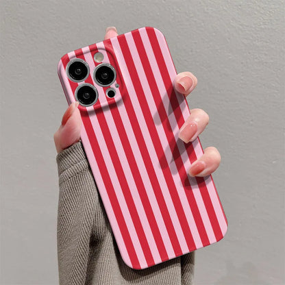 Phone Case For iPhone 17 16 15 14 13 12 11 Pro Max Air 16e 7 8 Plus XS Max X XR INS Fashion Pink Striped Hard PC Bumper Cover